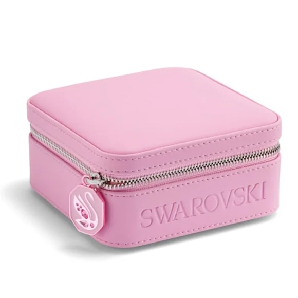 Swarovski Iconic Swan COG Pink Zip Travel Jewelry Box
